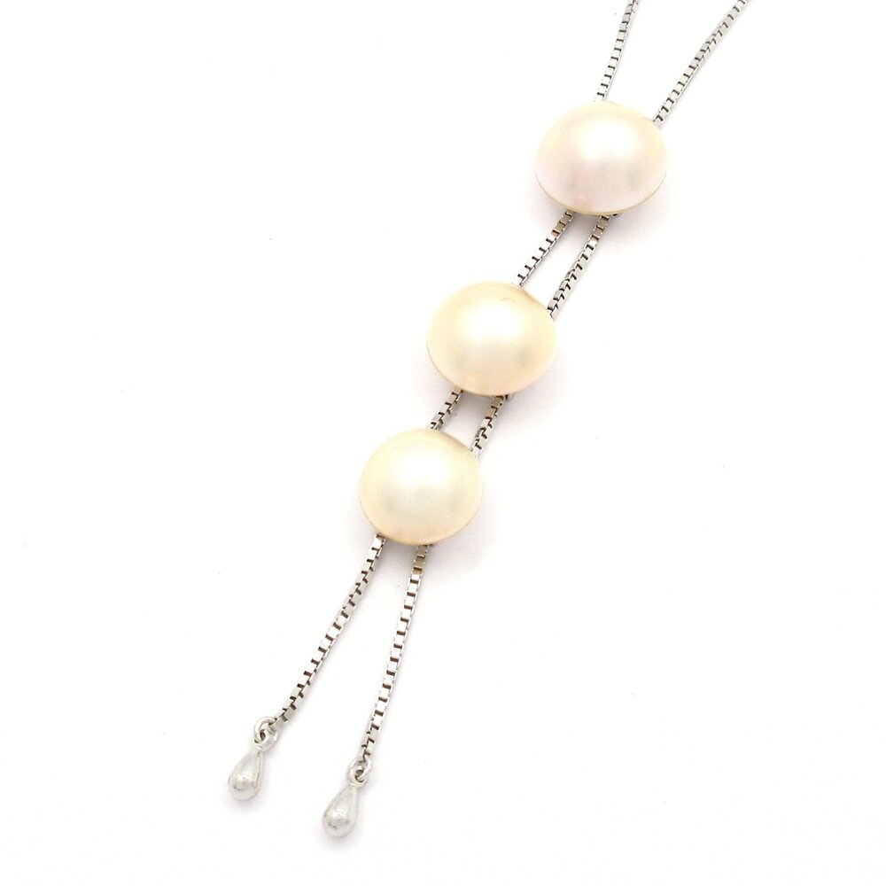Tasaki Necklace Silver Cream Pearl